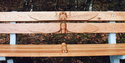 sculpted park furniture like ornamented benches
