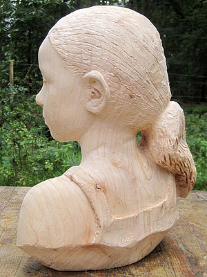 wooden portrait bust of your children or grandchildren as an alternative for bronze